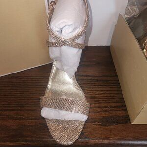MICHAEL KORS Gold Strappy Heels Sandals Size 7 $195 Retail NEW IN BOX